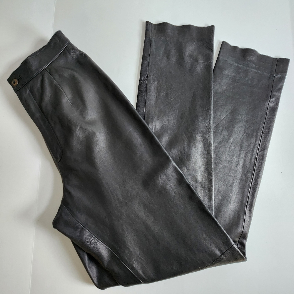 Dana Buchman Lamb Skin Leather Black Pants Size 2 - Picture 2 of 16